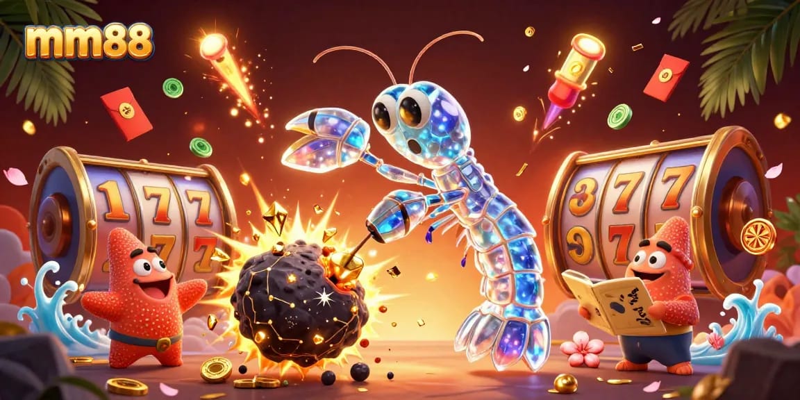 Experience thrilling gameplay at mm88 with a dynamic 3D casino scene filled with colorful elements and characters.