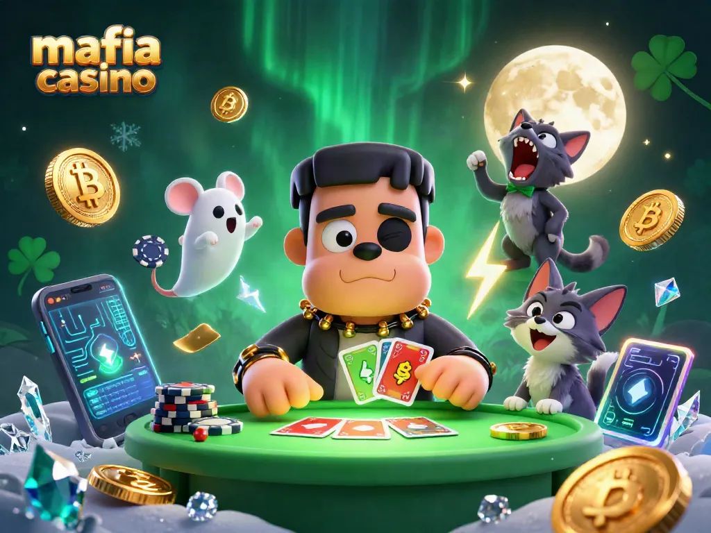 Engage with the thrilling mafia casino scene featuring unique characters and vibrant gaming elements.