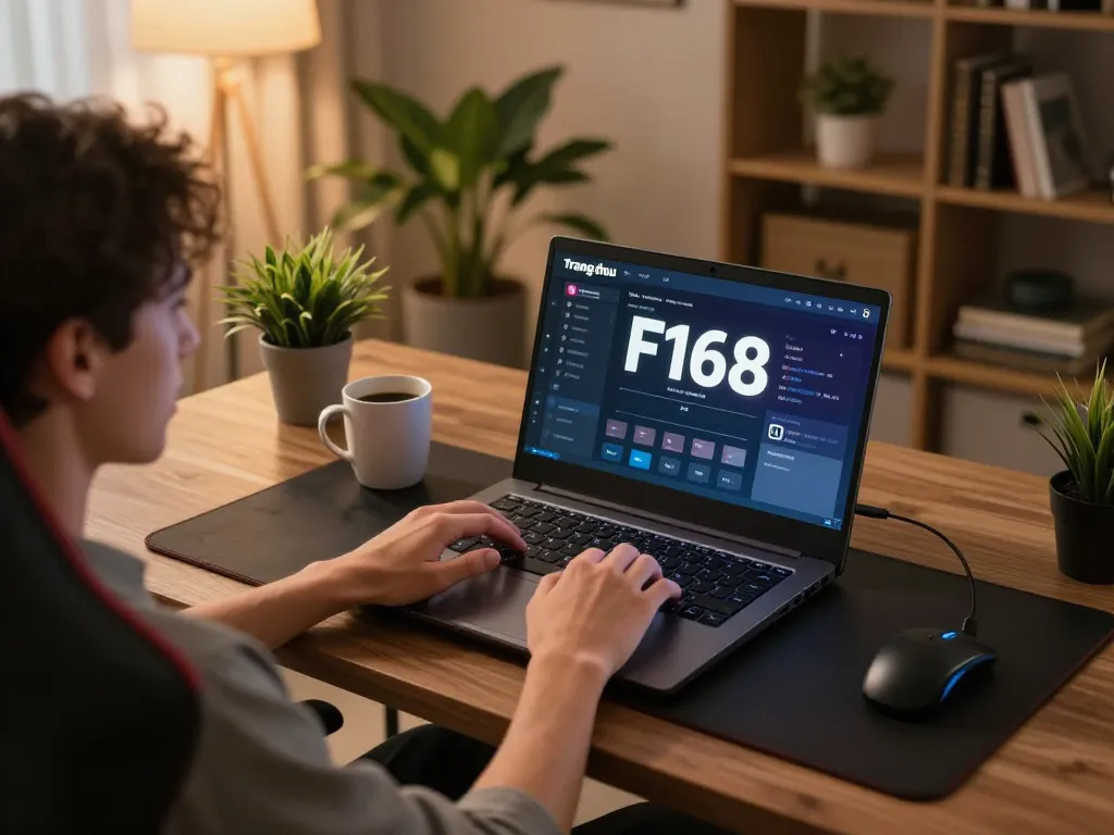 Engaging online gaming on the trang chủ F168 platform with a modern home setup.